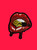 BK Lipstix PVC morale patch shown from multiple angles — die-cut Brass Kisses lips with hook-and-loop velcro backing, weatherproof rubber.