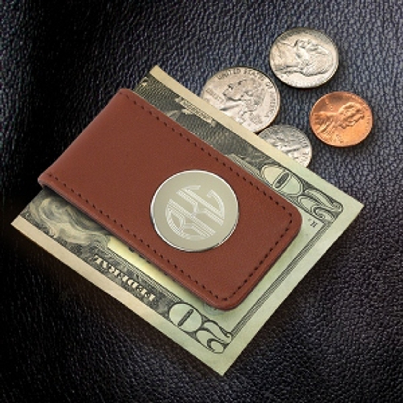 Mongorammed Leather Money Clip Wallet