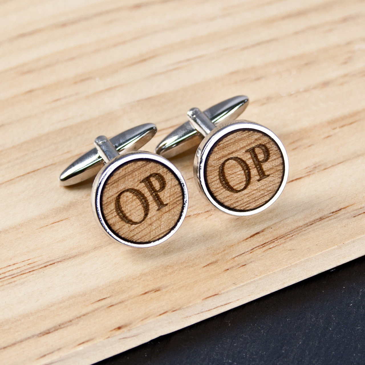 Unique Gifts Engraved Cufflinks Monogram Cufflinks Wood 