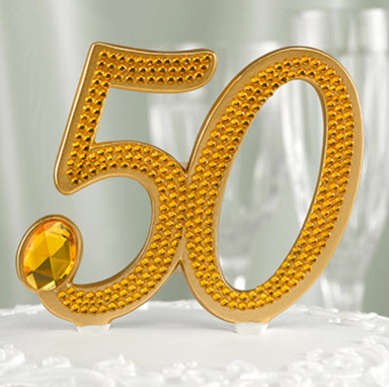 Personalised Golden 50th Anniversary Cake Topper - From Willow