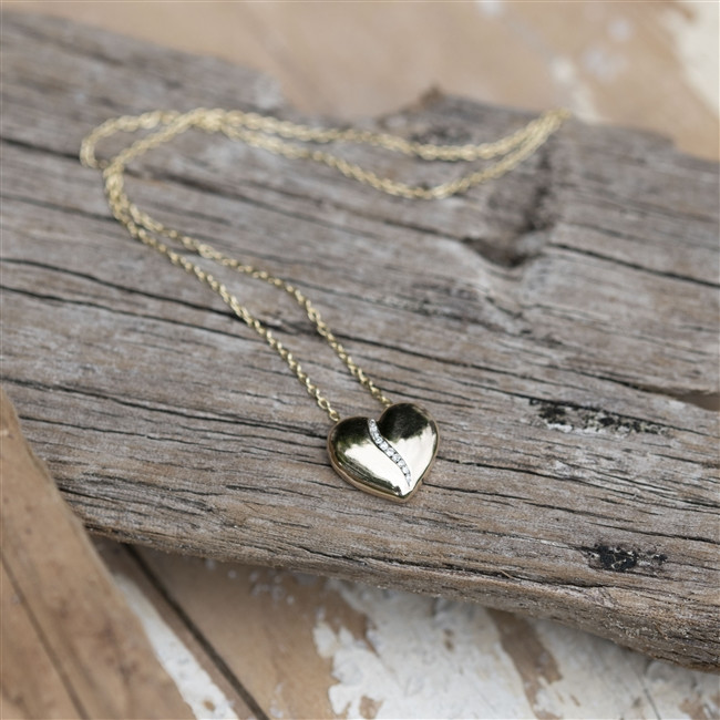 Gold Heart Necklace With Ten 