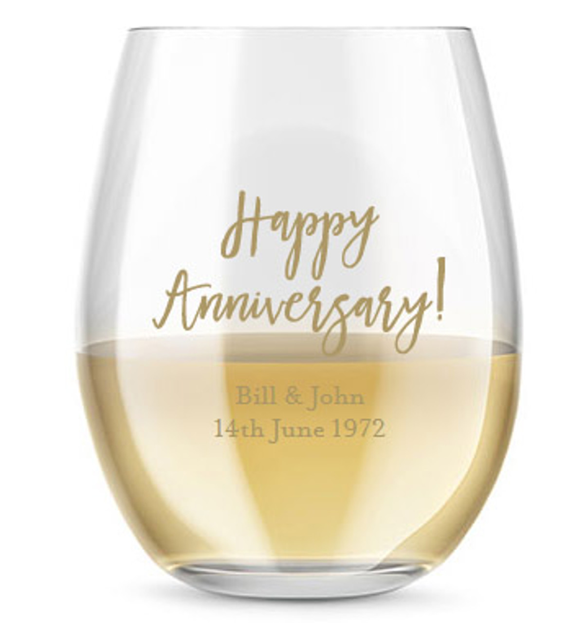 Anniversary Personalized Stemless Wine Glasses 5.5 oz. ARC