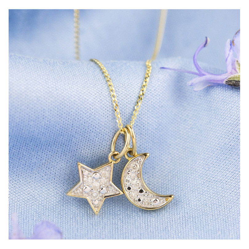 Star and Moon Diamond Necklace | Free 