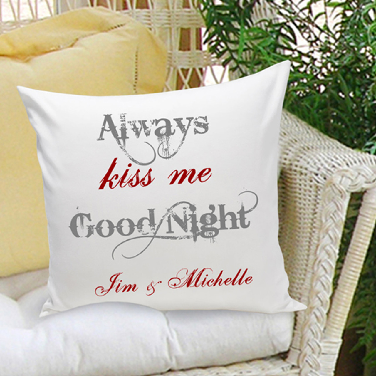 Personalized Anniversary Pillow Always Kiss Me Goodnight