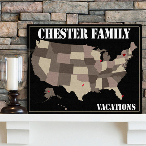 Personalized Anniversary Vacation Map