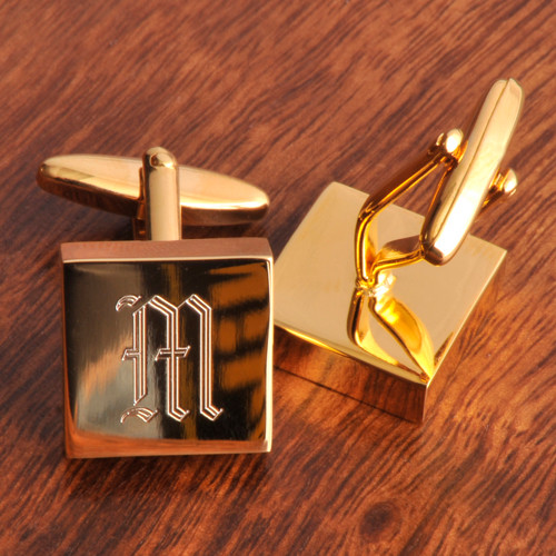 Brass Cufflinks personalized with an initial