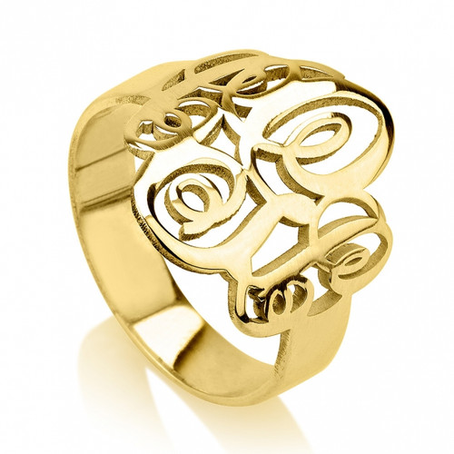 Personalized gold couples monogram ring