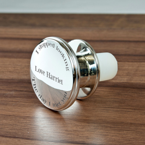 Engraved Silver Wine Stopper - I stopped looking the day I met you