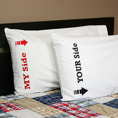 Embroidered My Side Your Side Couple Pillowcases