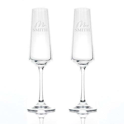 Mr and Mrs Champagne glasses