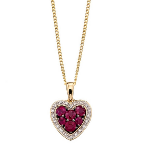 Ruby and Diamond Heart necklace with personalized gift box