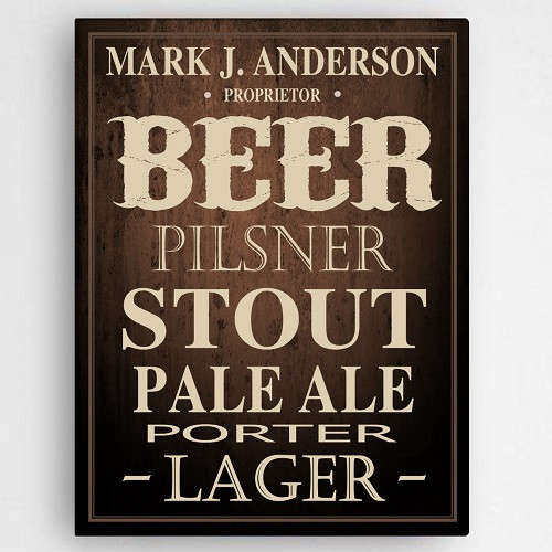 Your man's very own home bar personalized canvas