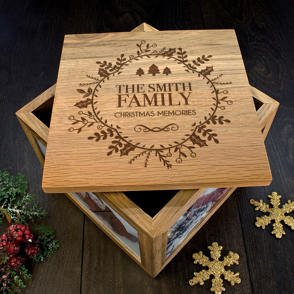 personalized family Christmas photo box top