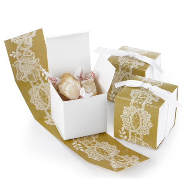 Gold Anniversary Lace Favor Boxes