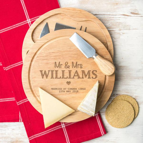 Personalized Couple's Wooden Anniversary Cheese Board