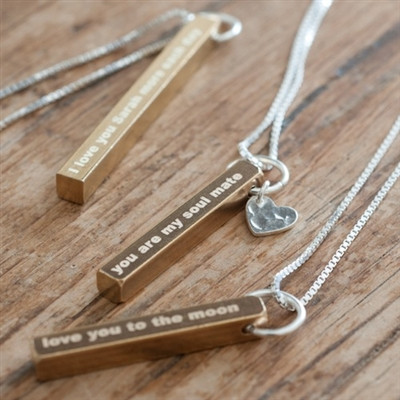 Personalized Romantic Brass Bar Necklace