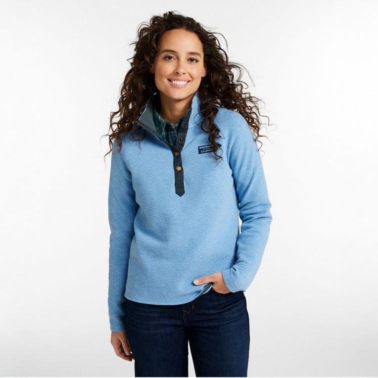 L.L.Bean Women's Lakewashed Double Knit 1/4 Snap Pullover
