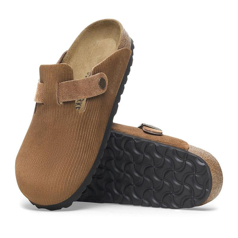 Birkenstock Boston Clogs Corduroy Unisex Sandals Boston Suede Embossed in Color Corduroy Cork Brown  main image 3