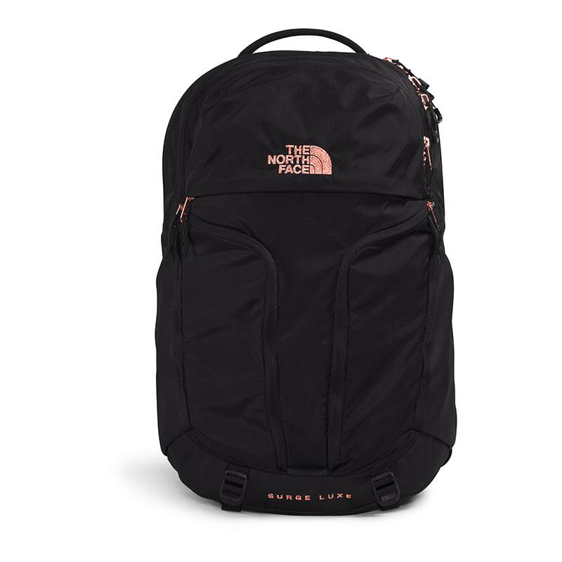 The North Face Women's Surge Luxe Backpack: Black/Burnt Coral The North Face Women's Surge Luxe Backpack: Black/Burnt Coral