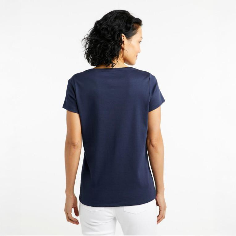  L.L.Bean Women's Pima V Neck Short Sleeve Tee 