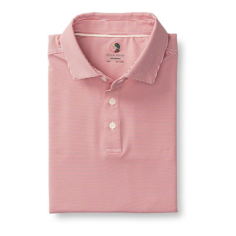  Duck Head Men's Short-Sleeve Long Drive Blane Stripe Performance Polo 