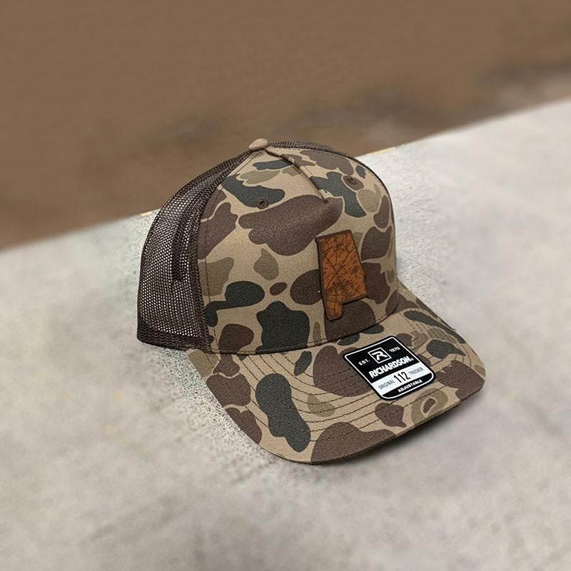 Alabama Outdoors Wood Grain AL State Duck Camo Trucker Hat