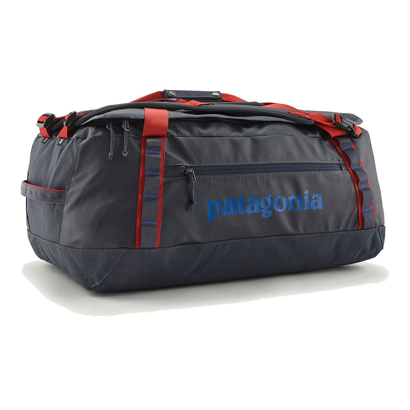 Patagonia Black Hole Duffel 55L, durable travel duffel bag with spacious interior, water-resistant fabric, and adjustable straps.