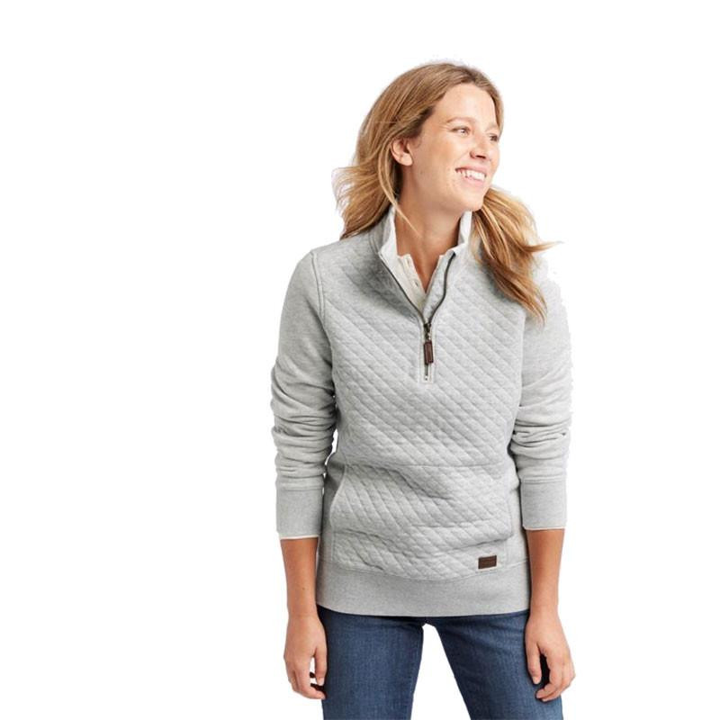  L.L.Bean Women's Quilted Sweatshirt 1/4 Zip Pullover 