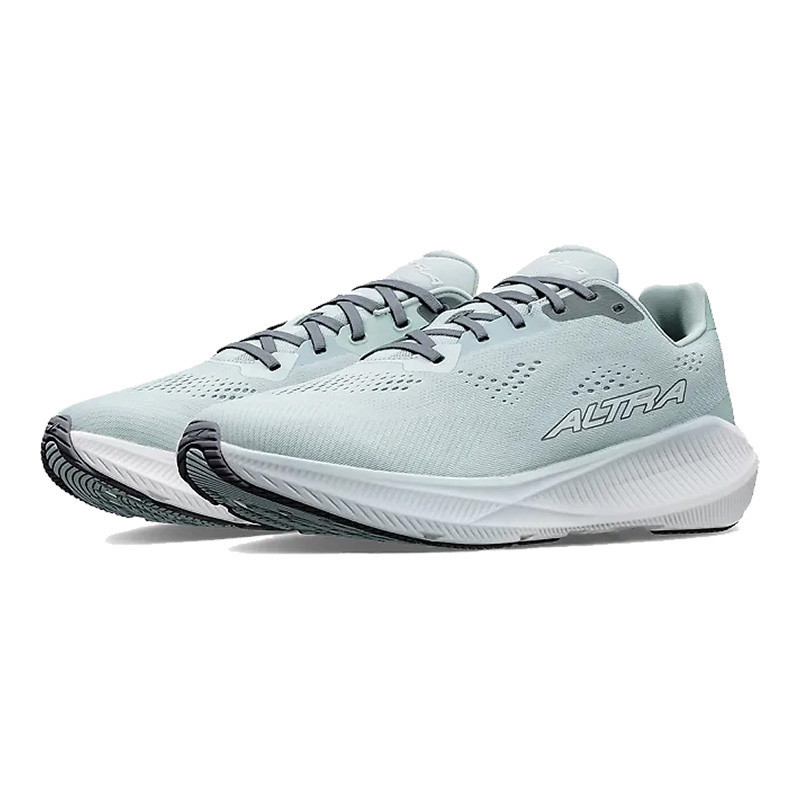 Altra Men's Experience Flow St, a pair of light gray running shoes with black laces and a breathable mesh upper design.