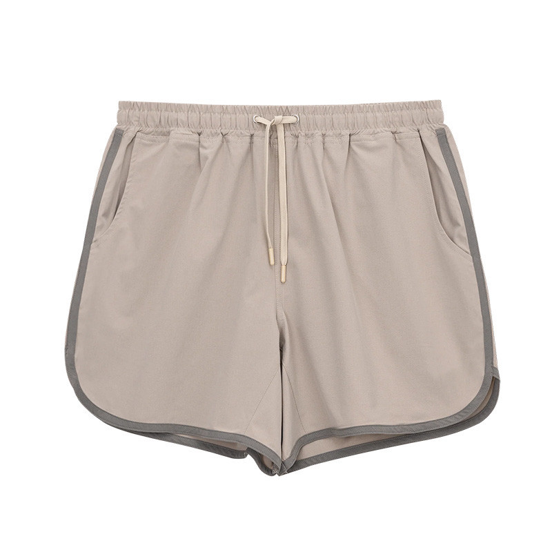 Alabama Outdoors Apparel AOA Men's Stride Scallop Short - 5.5 inches, light beige athletic shorts with gray trim and drawstring waist.