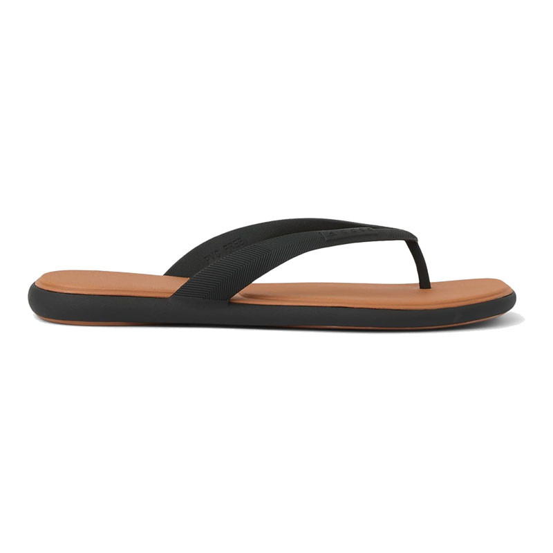 Reef Women's Water Willow Malibu Flip Flop, black and tan flip flop with a textured black strap and tan footbed.