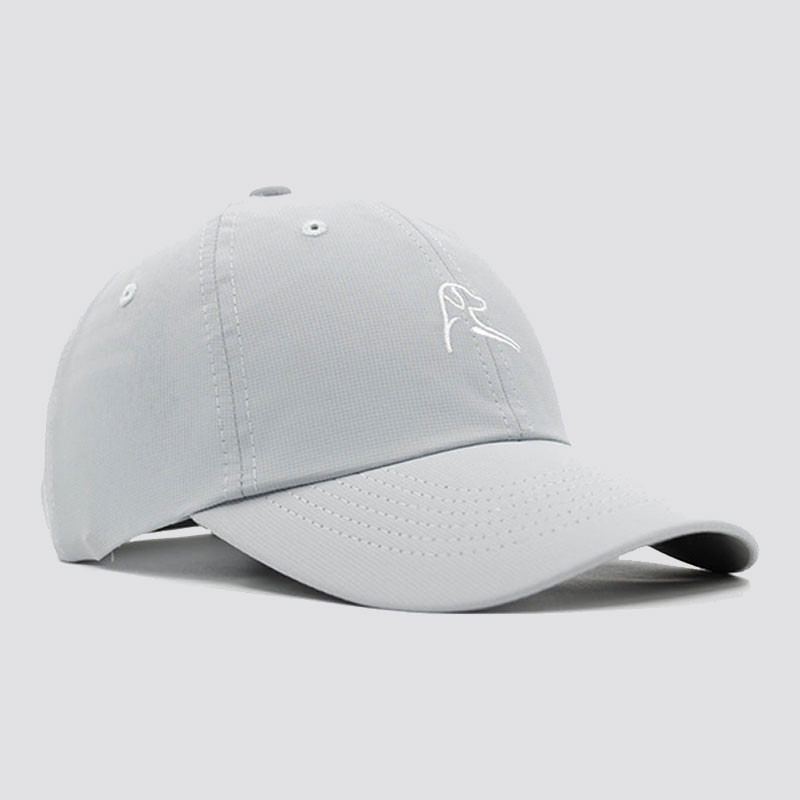 Rhoback Men's Poly Performance Hat, white baseball cap with embroidered logo.