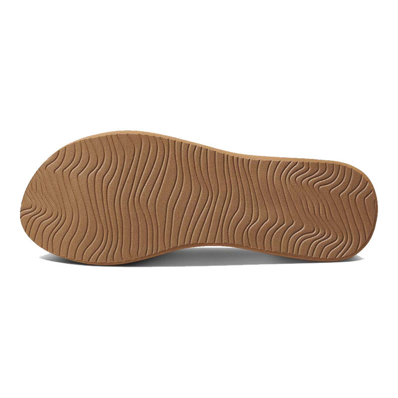 Reef Women's Bliss Nights Flip Flop, bottom view of the brown sole with textured, wavy grip pattern.