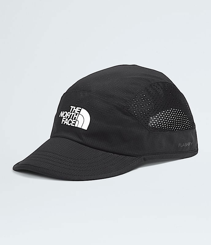 The North Face Summer LT Run Hat, black lightweight sports cap with mesh panels for breathability and adjustable fit.