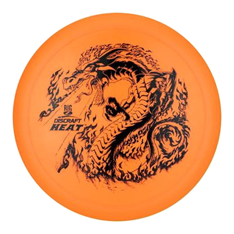 Discraft Disc Golf Discraft Big Z Heat, bright orange disc golf disc with a black dragon graphic design.