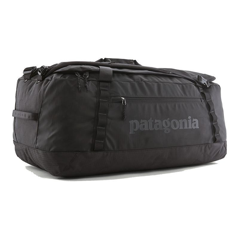 Patagonia Black Hole Duffel 70L, black high-capacity travel duffel bag with multiple compartments and durable material.