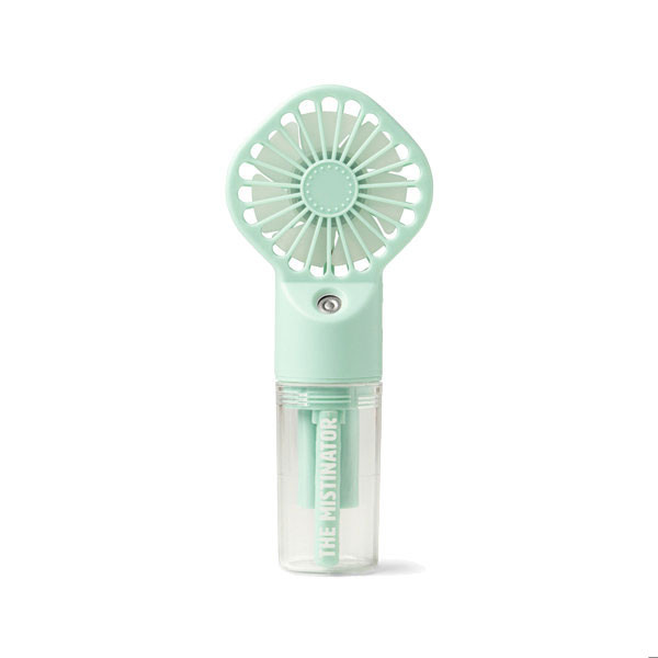 DM Merchandising The Mistinator 2-in-1 Rechargeable Water Fan, a compact handheld electric fan with a detachable water spray feature for cooling.