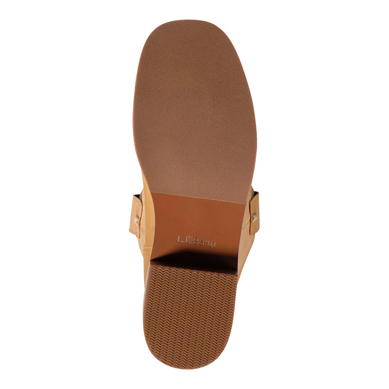 L.L.Bean Women's West End Boot, bottom view showing the sole and heel of the tan leather boot.