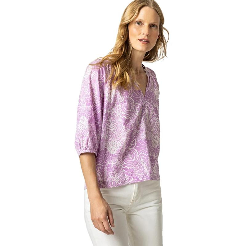  Lilla P Women's 3/4 Sleeve Split Neck Top 