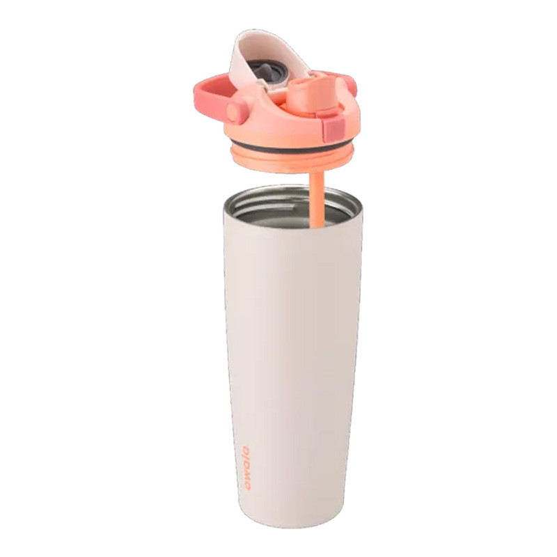 Owala Freesip Sway 30oz, a sleek stainless steel insulated water bottle with a pink flip-top lid and a straw for easy sipping and hydration on the go.