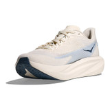 HOKA Hoka Men's Mach 7, athletic running shoe with a sleek design, cream-colored upper, and thick cushioned sole for high-performance comfort.