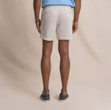 Southern Tide Men's Surf Rider Short, beige casual men's shorts with back pockets, standing on a neutral background.