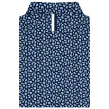 Rhoback Men's The Sanibel Performance Polo, navy blue shirt with white seashell and shell patterns.