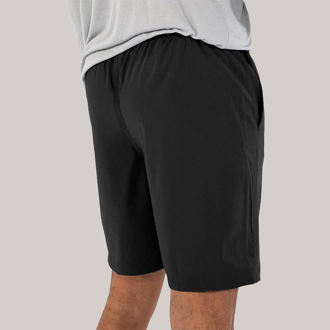 Free Fly Men's Breeze Short - 6" Inseam, black athletic shorts with elastic waistband and relaxed fit.
