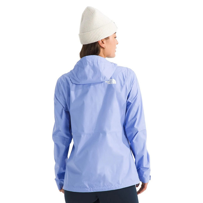 The North Face Women's Venture 2 Jacket, light blue waterproof outdoor rain jacket with adjustable hood and breathable fabric, designed for women outdoor activities.