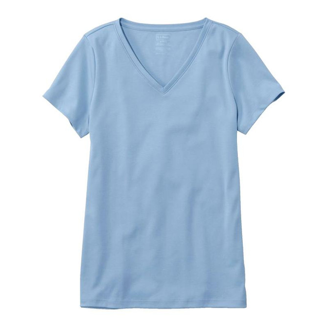  L.L.Bean Women's Pima V Neck Short Sleeve Tee 