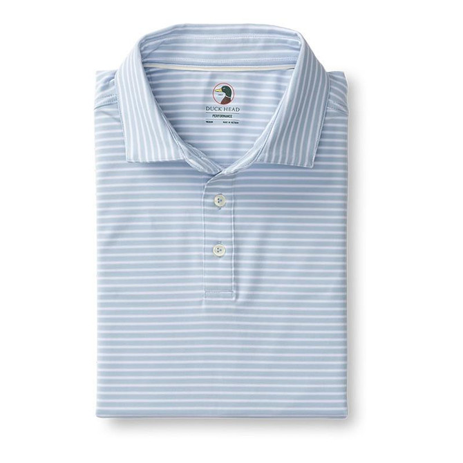  Duck Head Men's Short-Sleeve Long Drive Davis Stripe Performance Polo 