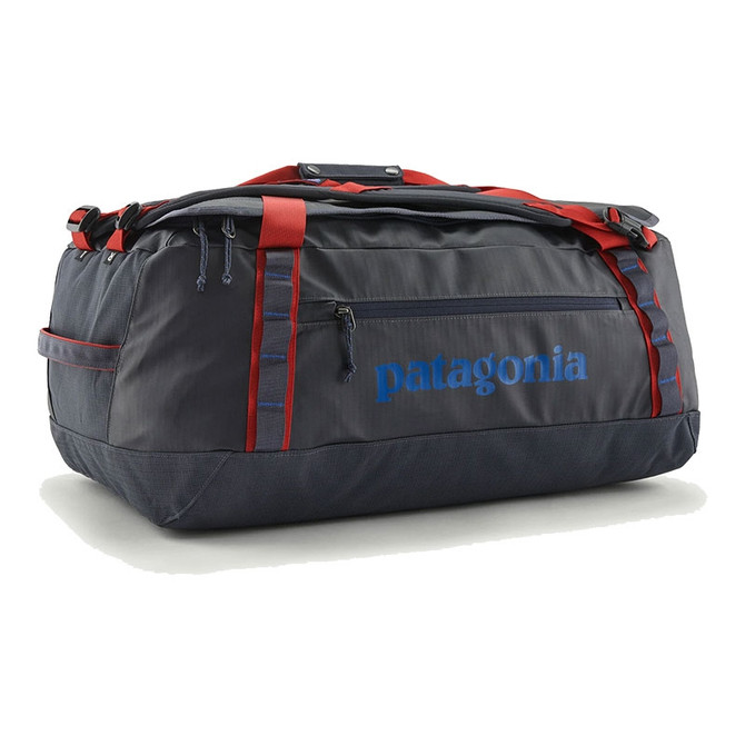 Patagonia Black Hole Duffel 55L, durable travel duffel bag with spacious interior, water-resistant fabric, and adjustable straps.