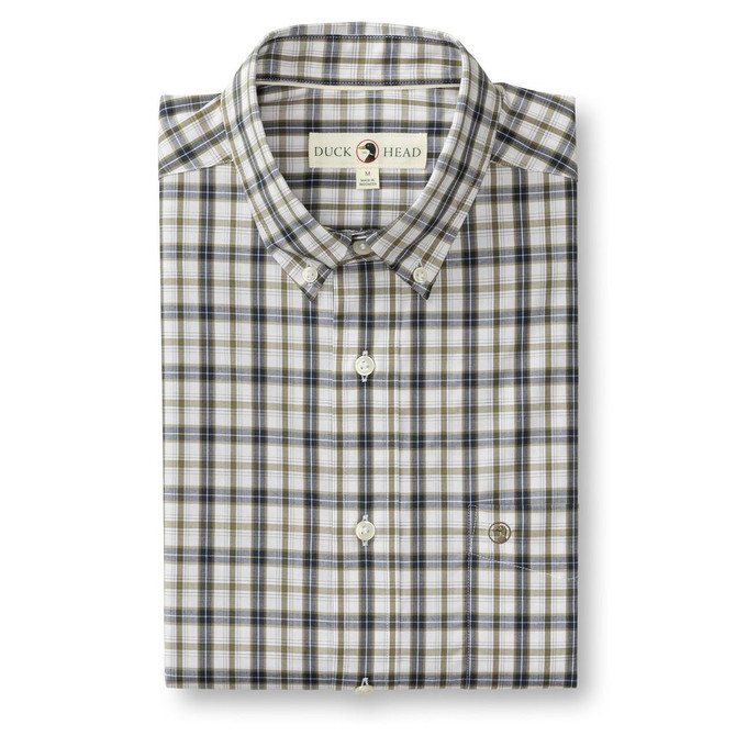  Duck Head Men's Long Sleeve Performance Poplin Joplin Plaid Shirt 