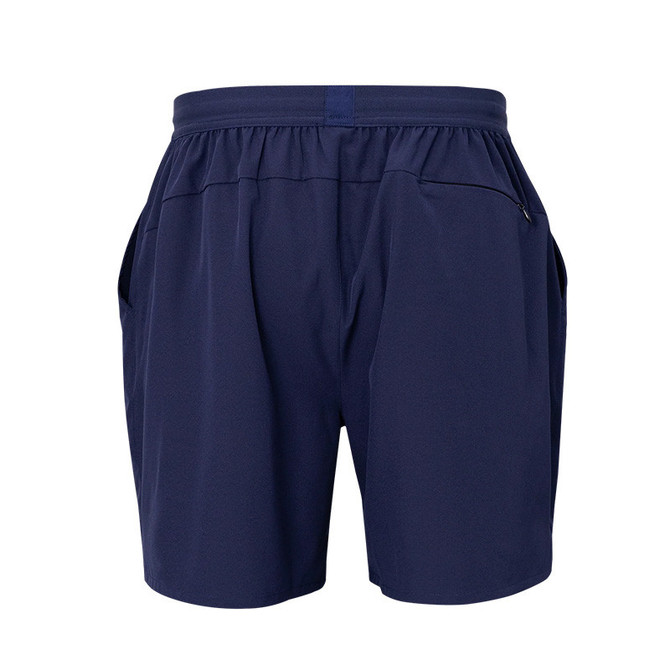 Alabama Outdoors Apparel AOA Men's Essential Short - 7 inch, navy blue athletic shorts with elastic waistband and zippered side pocket.